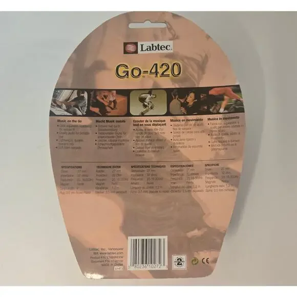 Vintage Labtec Go-420 Headband Headphones Retro Black Audio Portable Headset - Picture 4 of 4